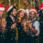 Friends having a christmas party.